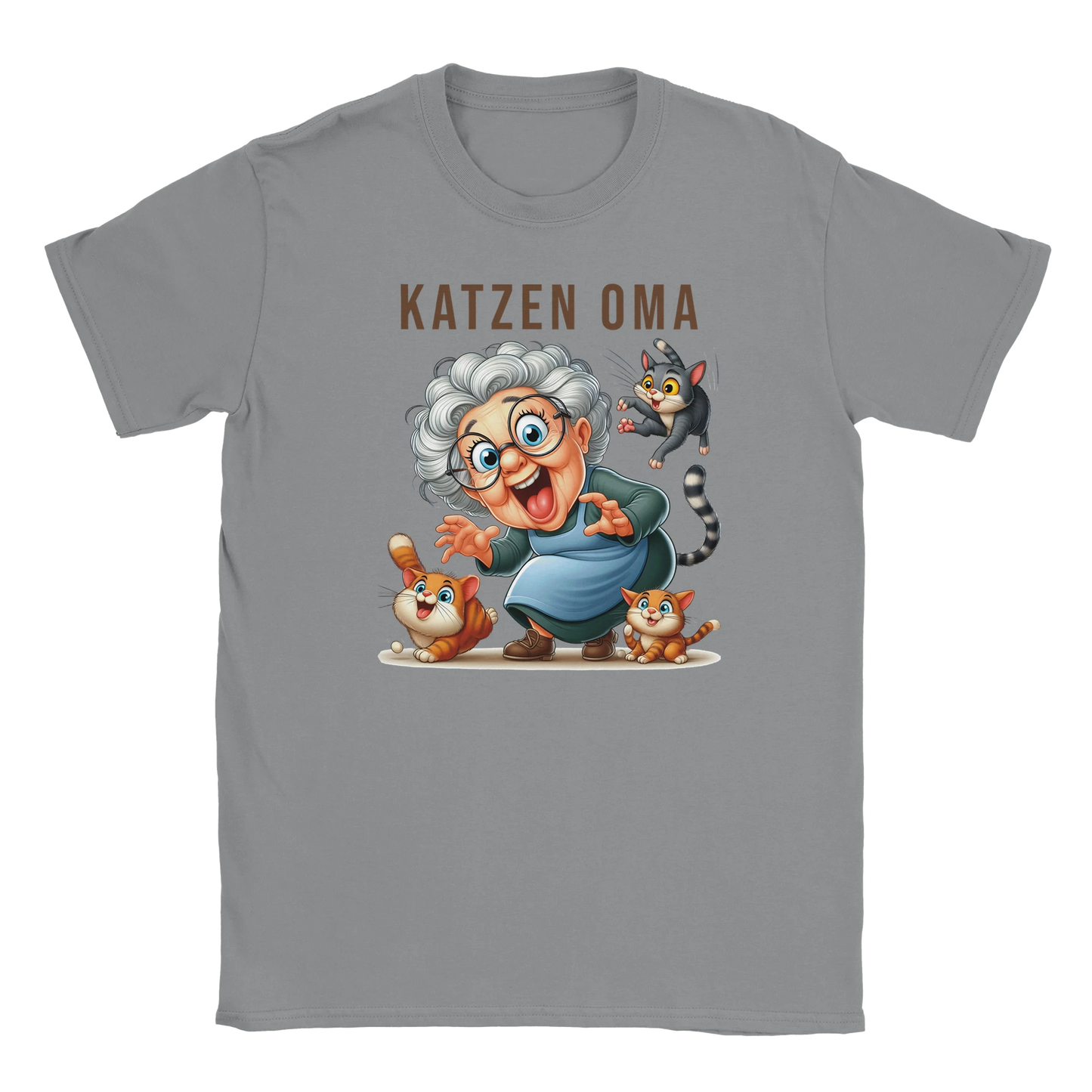 T-Shirt - Lustige Katzen Oma - Unisex - Kaffee, Cat Lady Grau