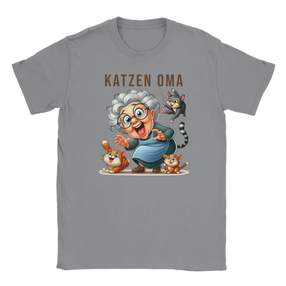 T-Shirt - Lustige Katzen Oma - Unisex - Kaffee, Cat Lady Grau