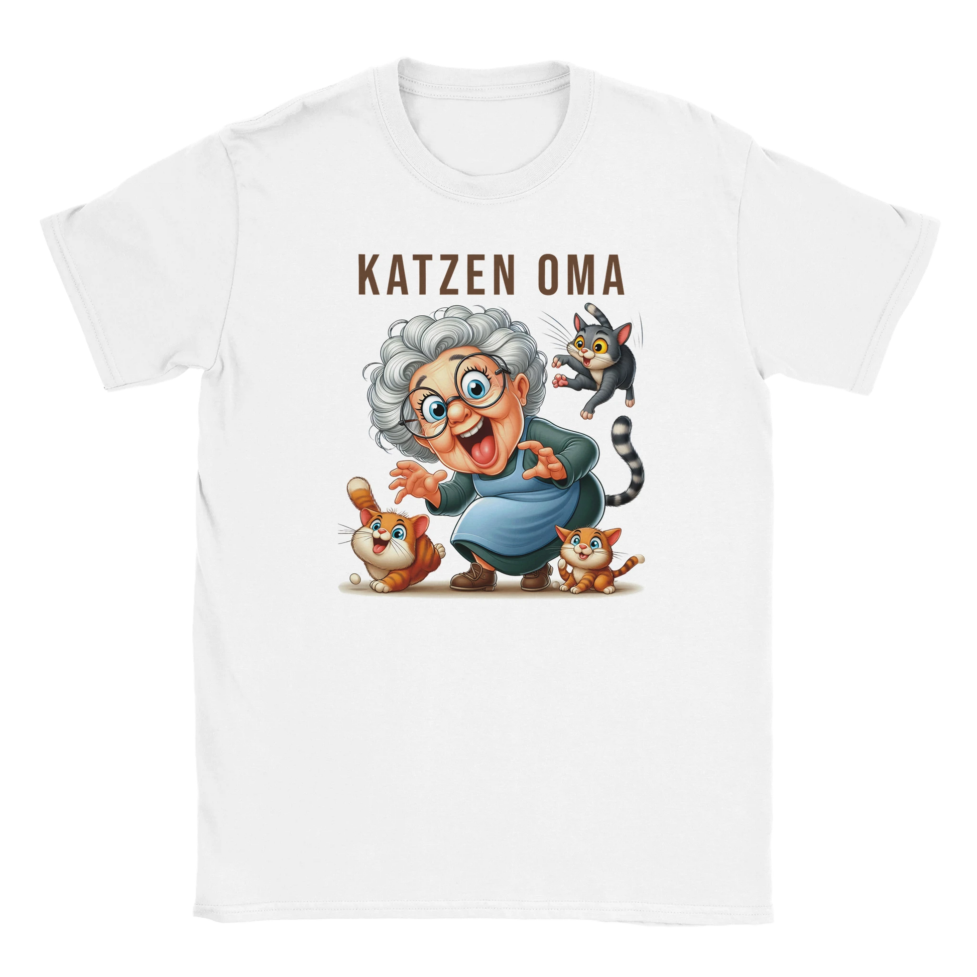 T-Shirt - Lustige Katzen Oma - Unisex - Kaffee, Cat Lady Weiß