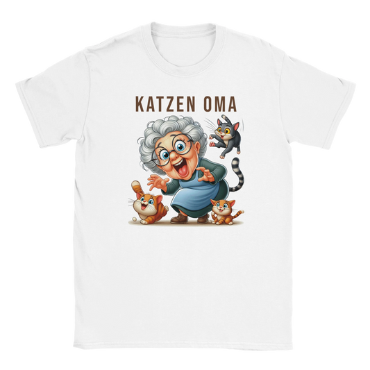 T-Shirt - Lustige Katzen Oma - Unisex - Kaffee, Cat Lady Weiß
