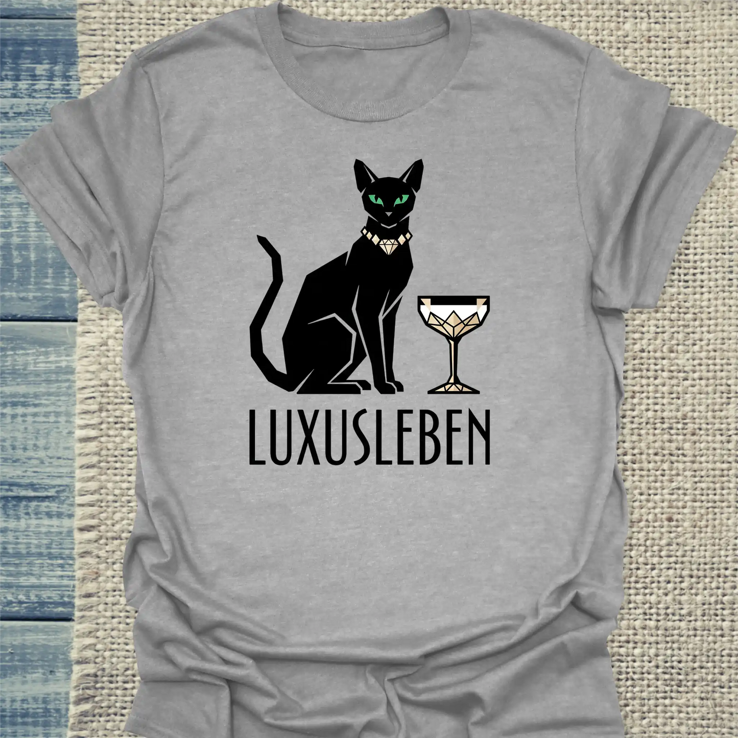 T-Shirt - Luxusleben - Unisex - Katze Grau