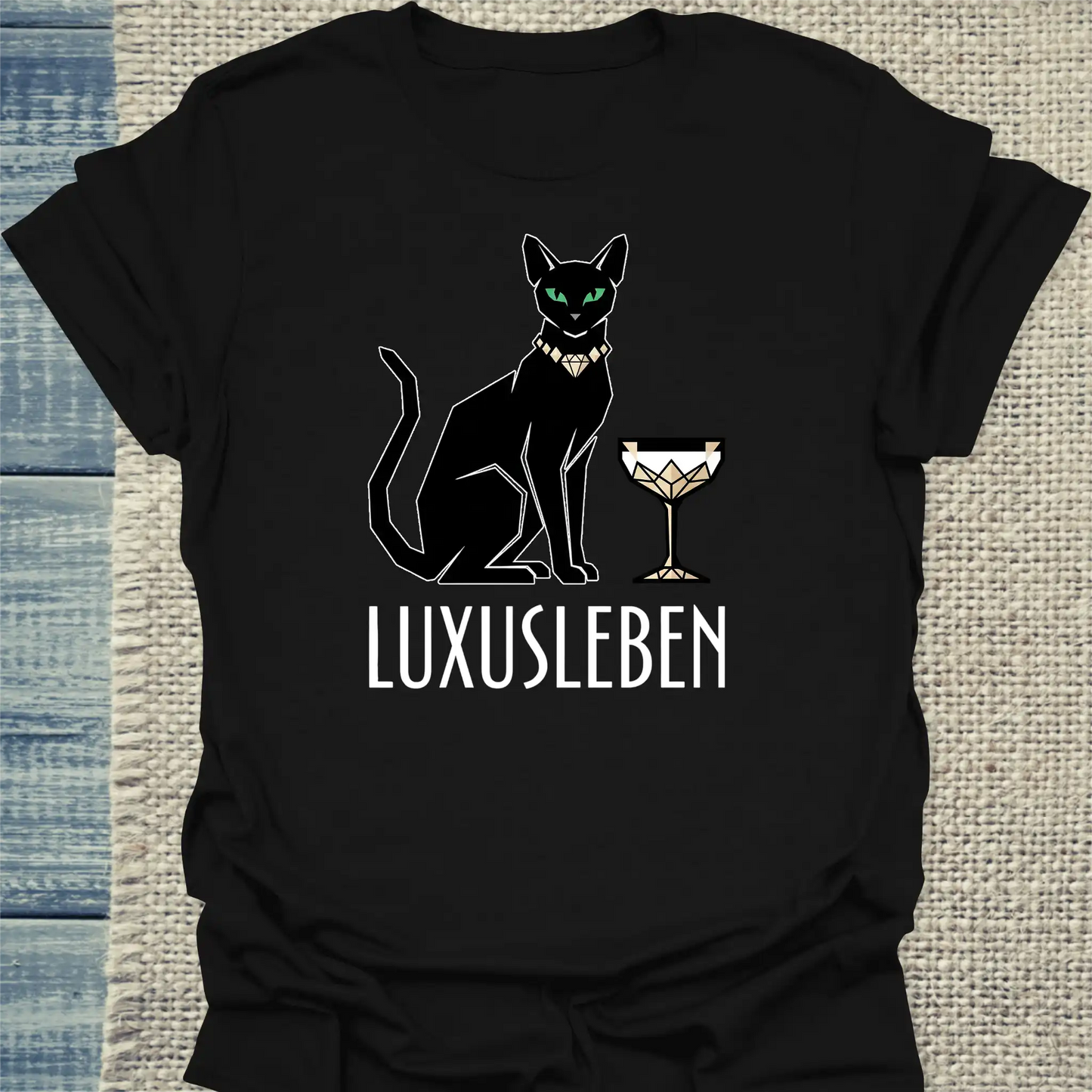 T-Shirt - Luxusleben - Unisex - Katze Schwarz