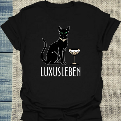 T-Shirt - Luxusleben - Unisex - Katze Schwarz