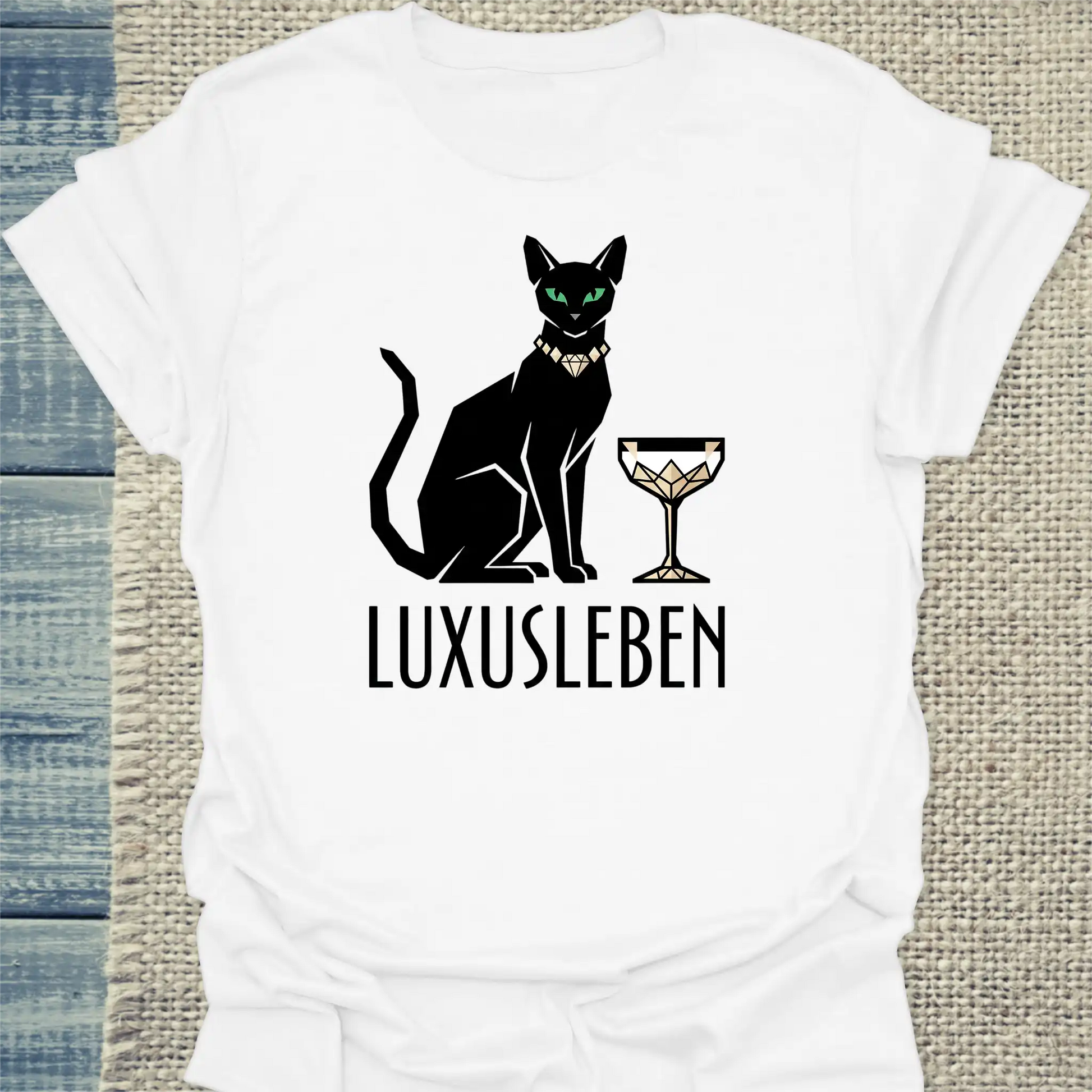 T-Shirt - Luxusleben - Unisex - Katze Weiß