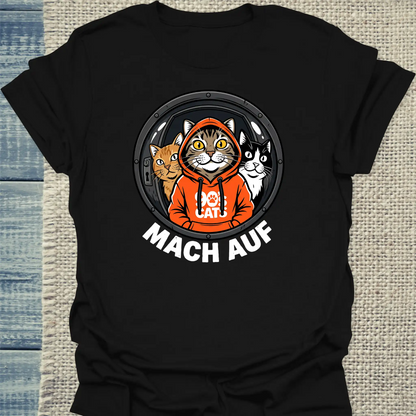 T-Shirt - Mach auf - Unisex - Katze, Cat Guy Schwarz