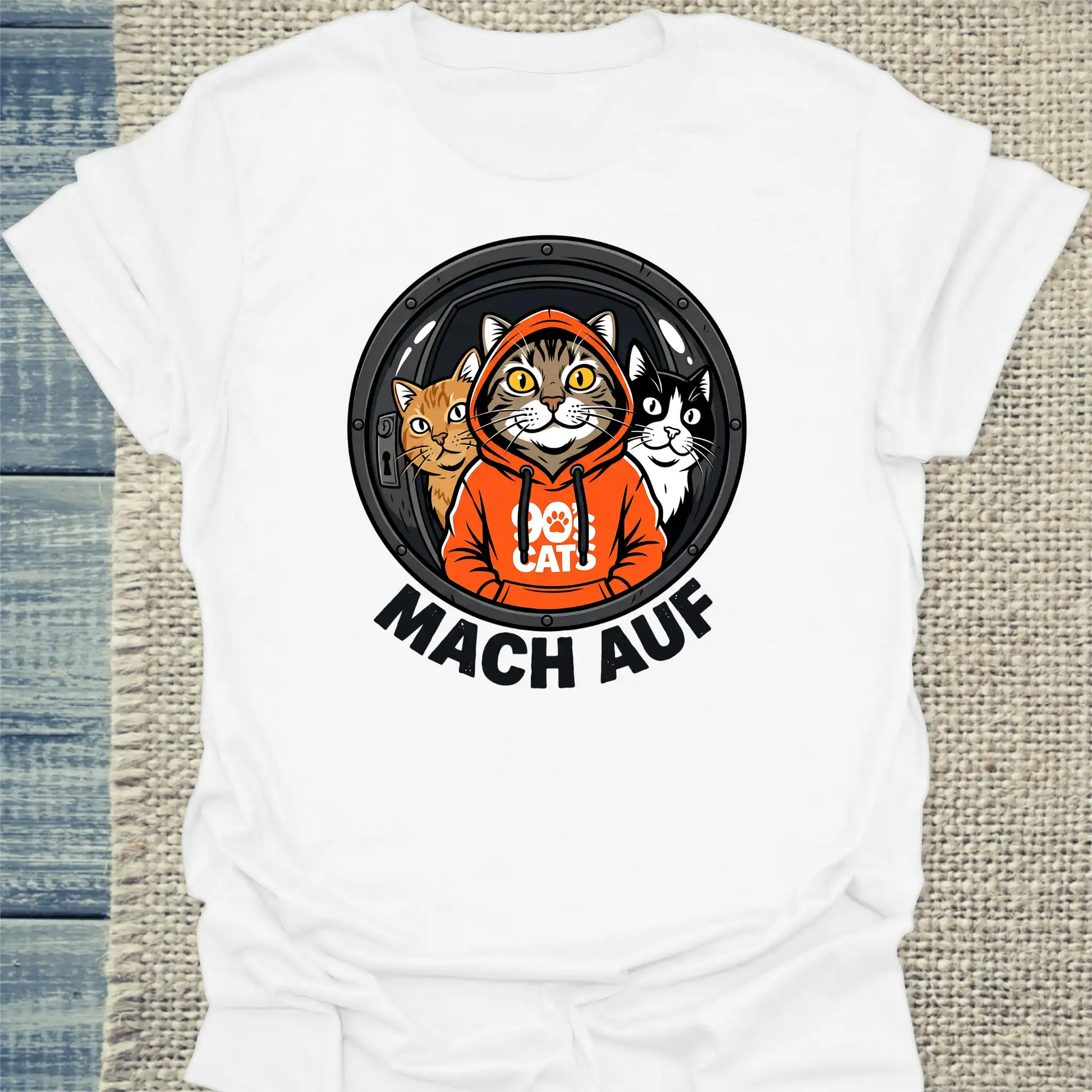 T-Shirt - Mach auf - Unisex - Katze, Cat Guy Weiß