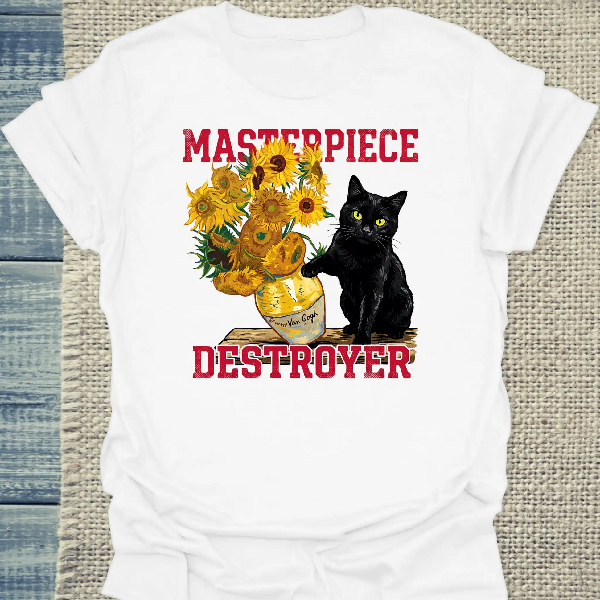 T-Shirt - Masterpiece Destroyer - Unisex - Katze Weiß