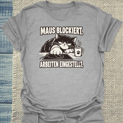 T-Shirt - Maus Blockiert - Unisex - Katze & Kaffee Grau