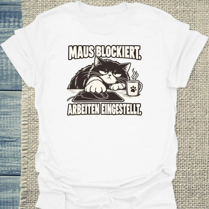 T-Shirt - Maus Blockiert - Unisex - Katze & Kaffee Weiß