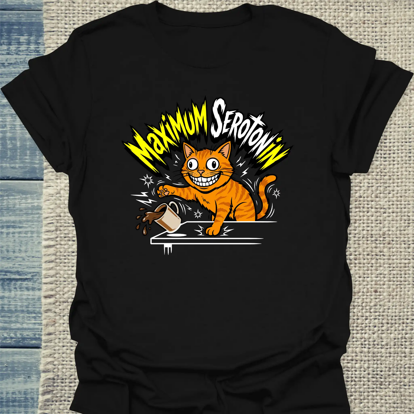 T-Shirt - Maximum Serotonin - Unisex - Katze Schwarz