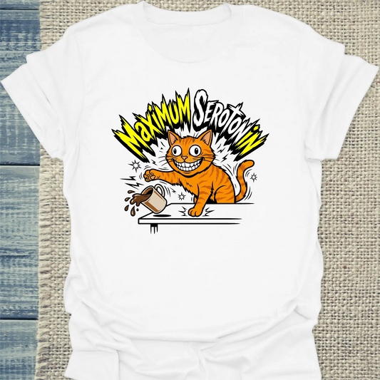 T-Shirt - Maximum Serotonin - Unisex - Katze Weiß