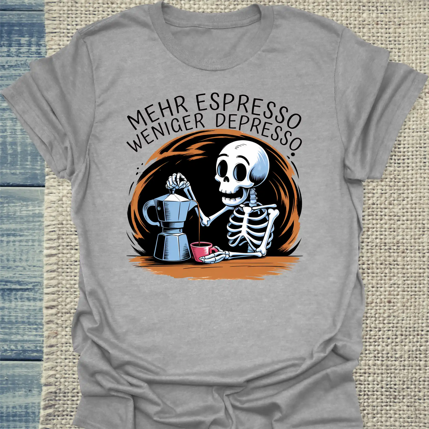 T-Shirt - Mehr Espresso Weniger Depresso - Unisex - Kaffee Grau
