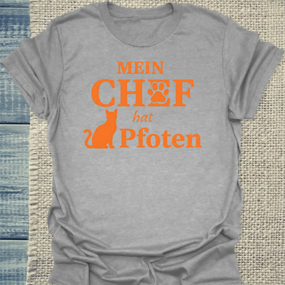 T-Shirt - Mein Chef hat Pfoten - Unisex - Katze Grau