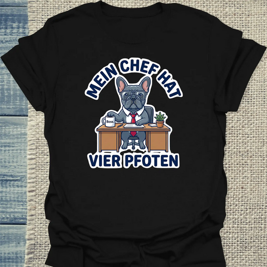 T-Shirt - Mein Chef hat vier Pfoten - Unisex - Katze Schwarz