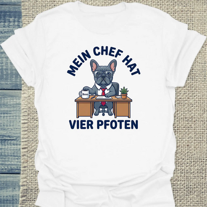 T-Shirt - Mein Chef hat vier Pfoten - Unisex - Katze Weiß