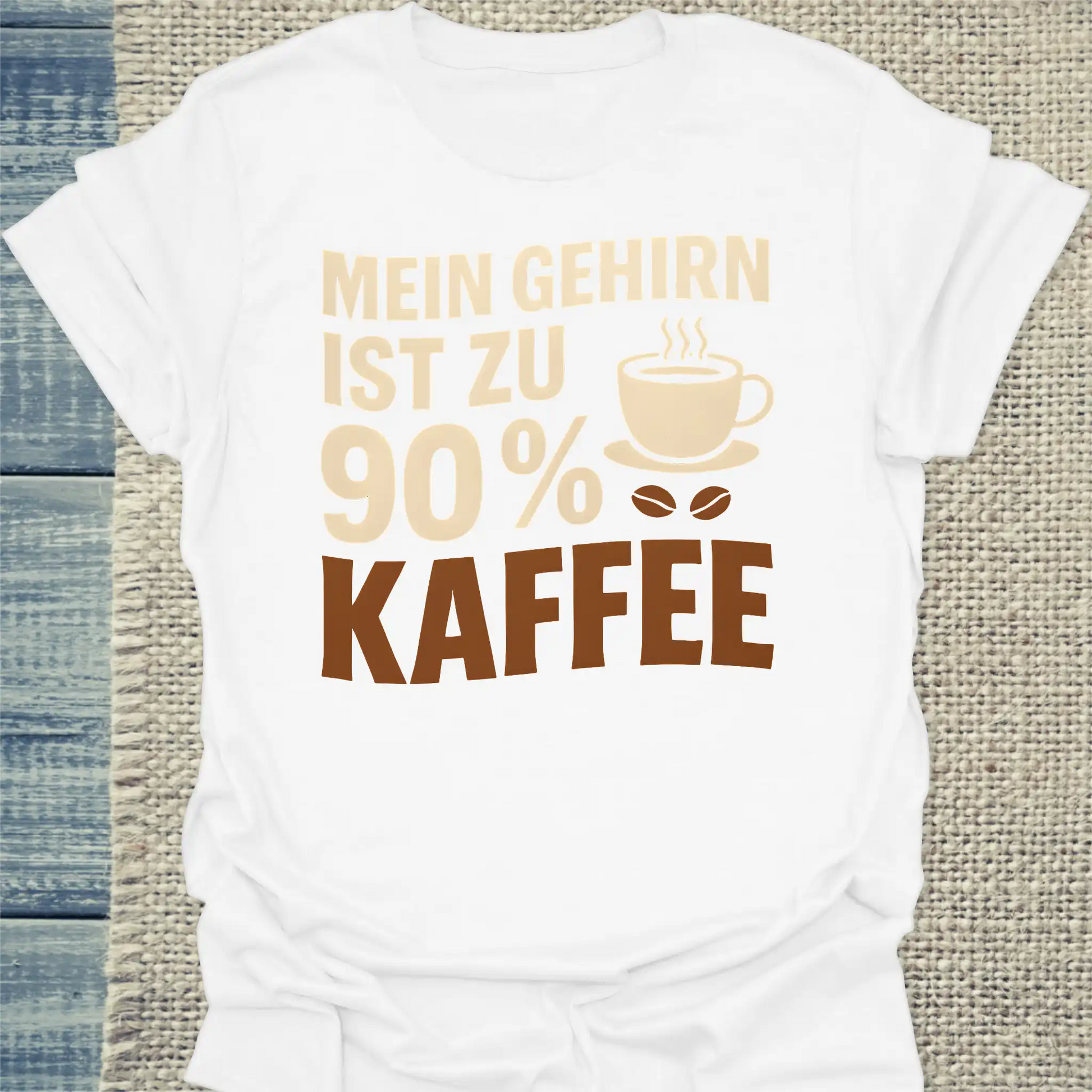 T-Shirt - Mein Gehirn ist zu 90 % Kaffee - Unisex - Kaffee Weiß