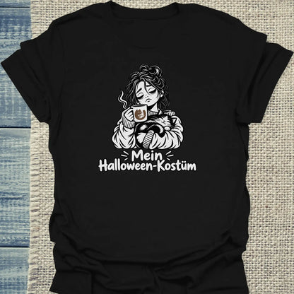 T-Shirt - Mein Halloween-Kostüm - Unisex - Katze & Kaffee, Halloween Schwarz