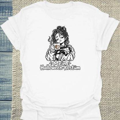 T-Shirt - Mein Halloween-Kostüm - Unisex - Katze & Kaffee, Halloween Weiß