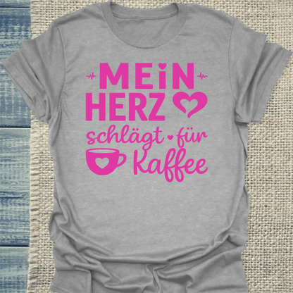 T-Shirt - Mein Herz schlägt für Kaffee - Unisex - Kaffee Grau