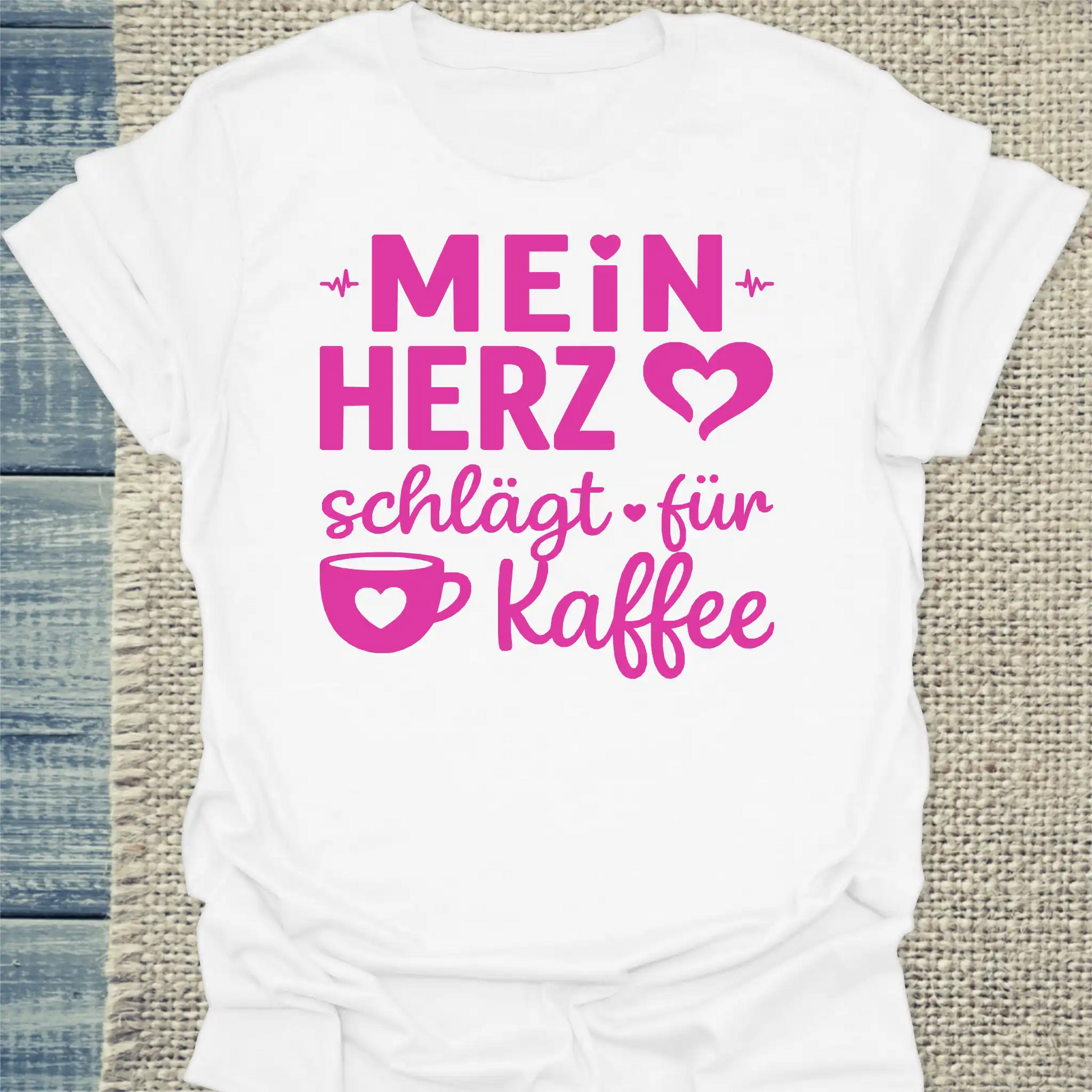 T-Shirt - Mein Herz schlägt für Kaffee - Unisex - Kaffee Weiß