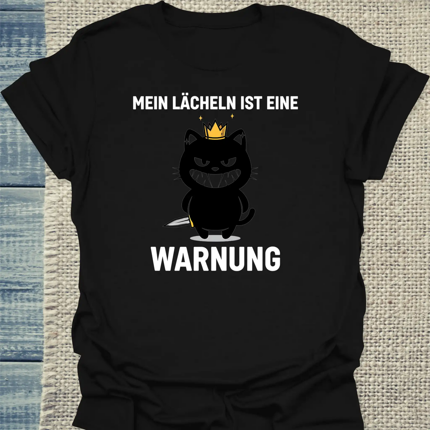 T-Shirt - Mein Lächeln ist eine Warnung - Unisex - Katze Schwarz