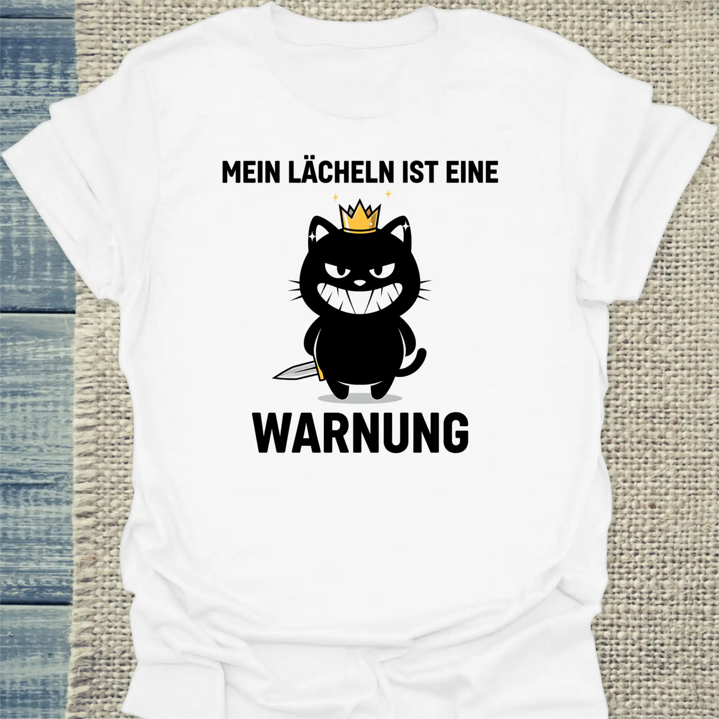 T-Shirt - Mein Lächeln ist eine Warnung - Unisex - Katze Weiß