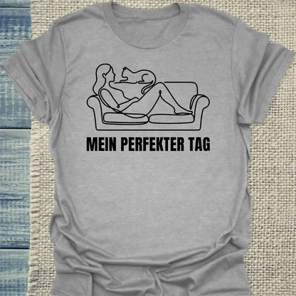 T-Shirt - Mein perfekter Tag - Unisex - Katze Grau