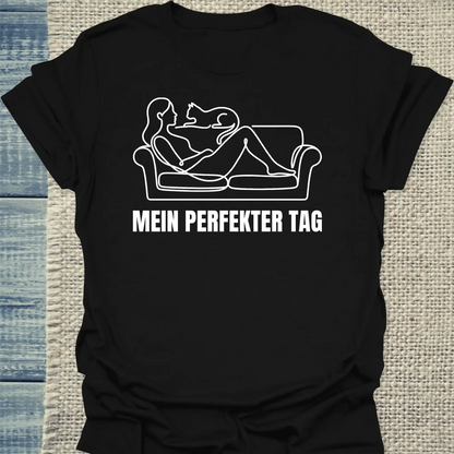 T-Shirt - Mein perfekter Tag - Unisex - Katze Schwarz
