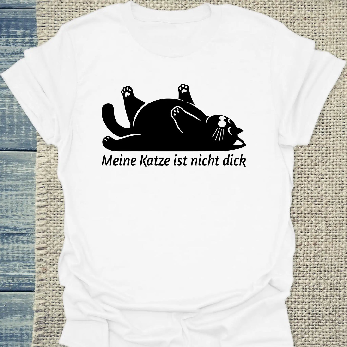 T-Shirt - Meine Katze ist nicht dick - Unisex - Katze, Black Edition Weiß