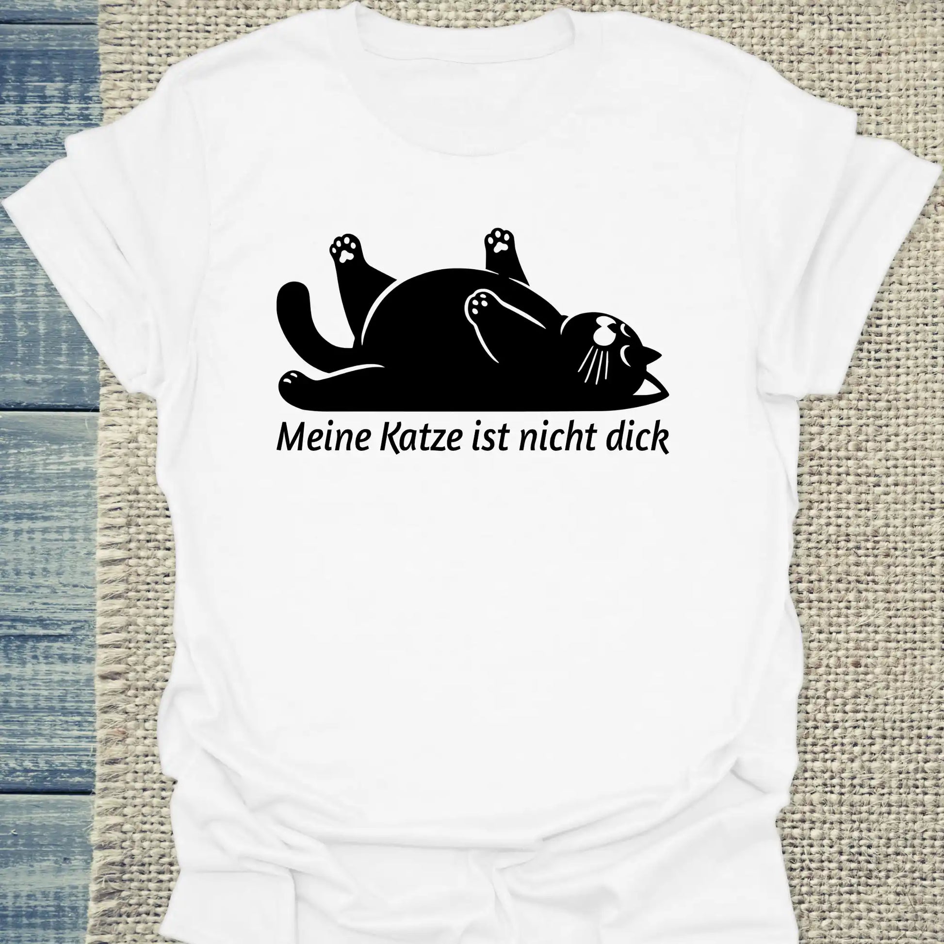 T-Shirt - Meine Katze ist nicht dick - Unisex - Katze, Black Edition Weiß