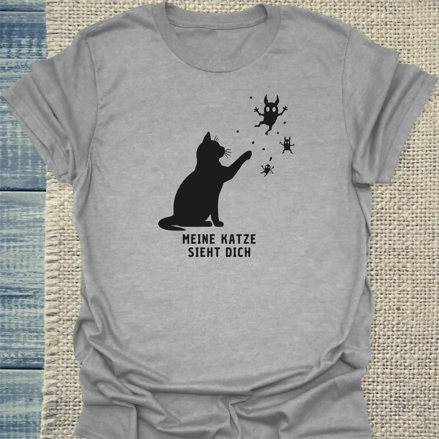 T-Shirt - Meine Katze sieht dich - Unisex - Katze Grau