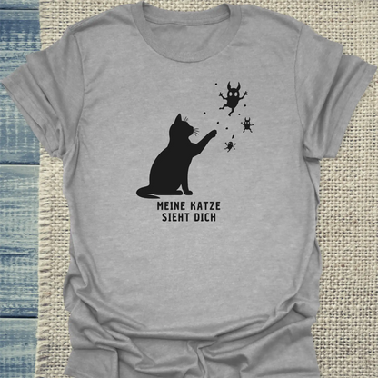 T-Shirt - Meine Katze sieht dich - Unisex - Katze Grau