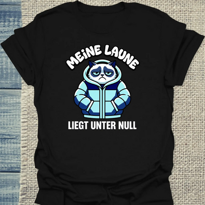 T-Shirt - Meine Laune liegt unter Null - Unisex - Katze Schwarz