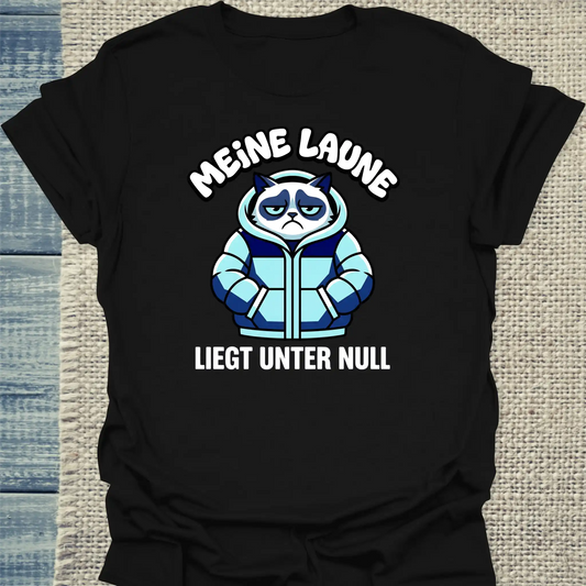 T-Shirt - Meine Laune liegt unter Null - Unisex - Katze Schwarz