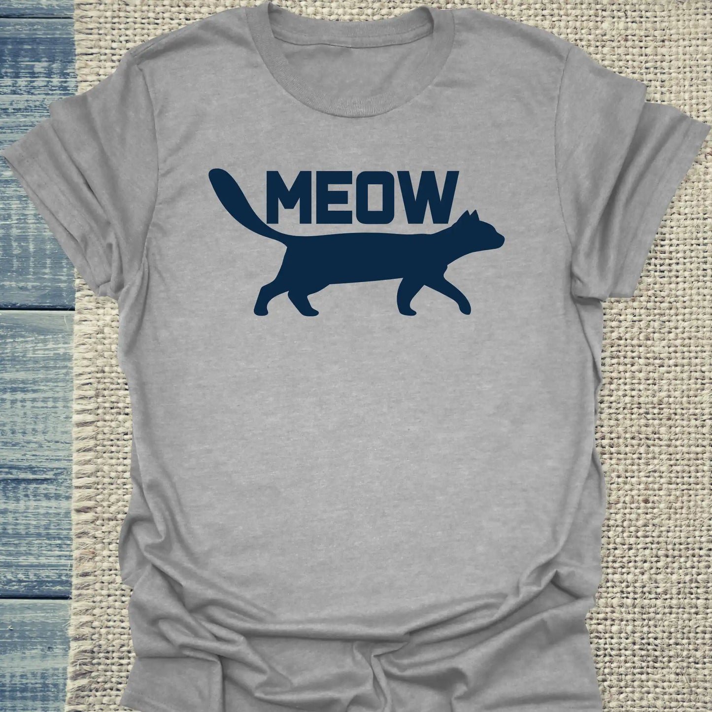 T-Shirt - Meow - Unisex - Katze Grau