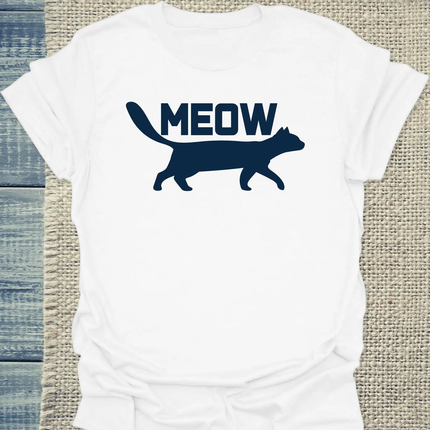 T-Shirt - Meow - Unisex - Katze Weiß