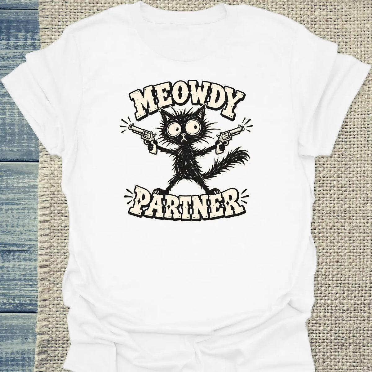 T-Shirt - Meowdy Partner - Unisex - Katze Weiß