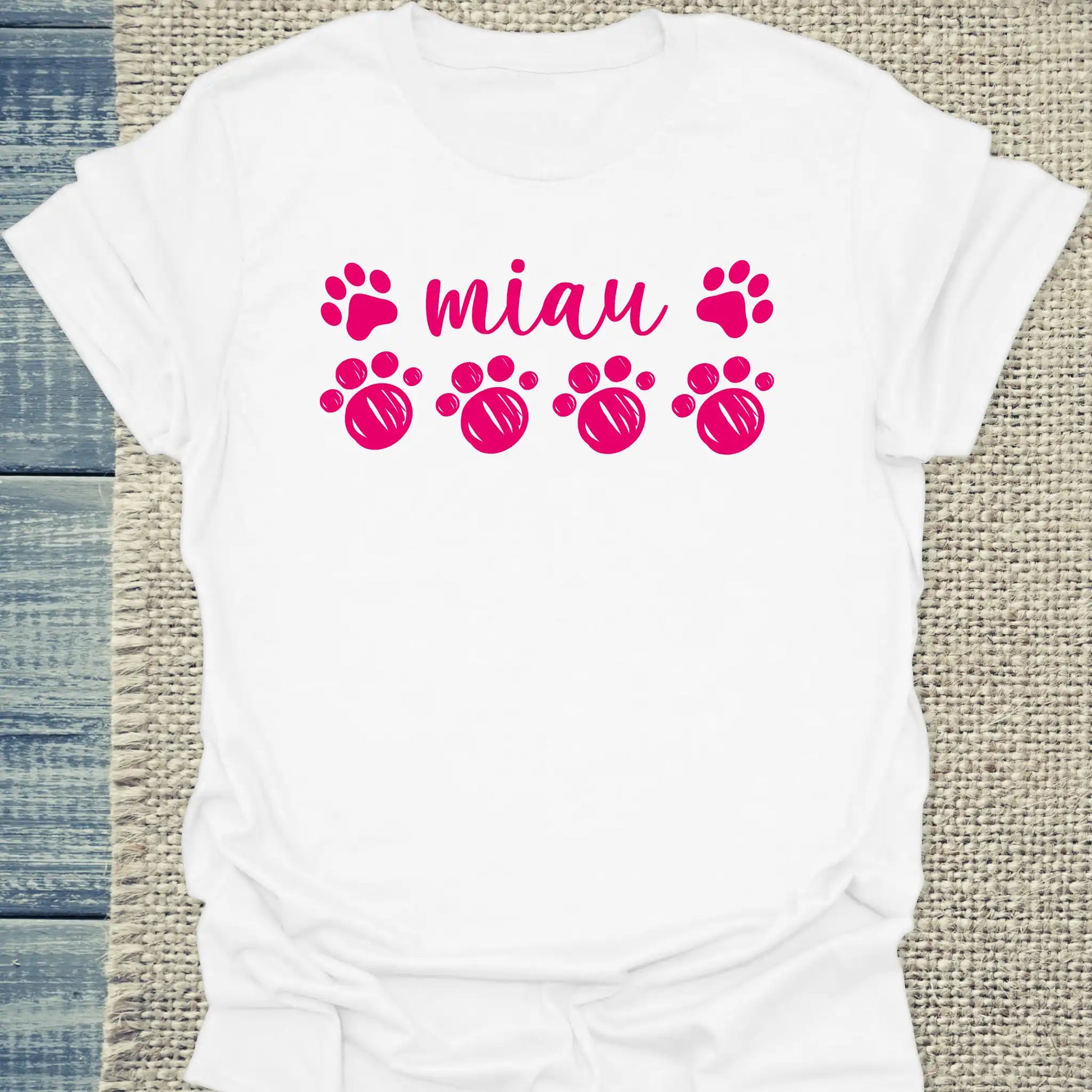 T-Shirt - Miau - Unisex - Katze Weiß