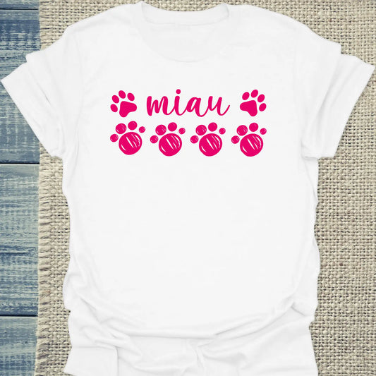 T-Shirt - Miau - Unisex - Katze Weiß