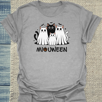 T-Shirt - MiauWeen - Unisex - Katze, Halloween Grau