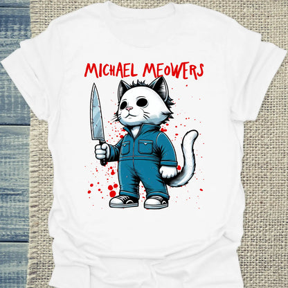 T-Shirt - Michael Meowers - Unisex - Katze, Cat Guy Weiß