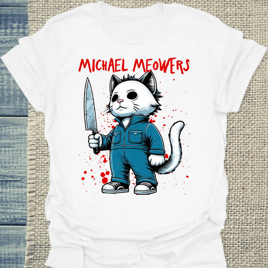 T-Shirt - Michael Meowers - Unisex - Katze, Cat Guy Weiß