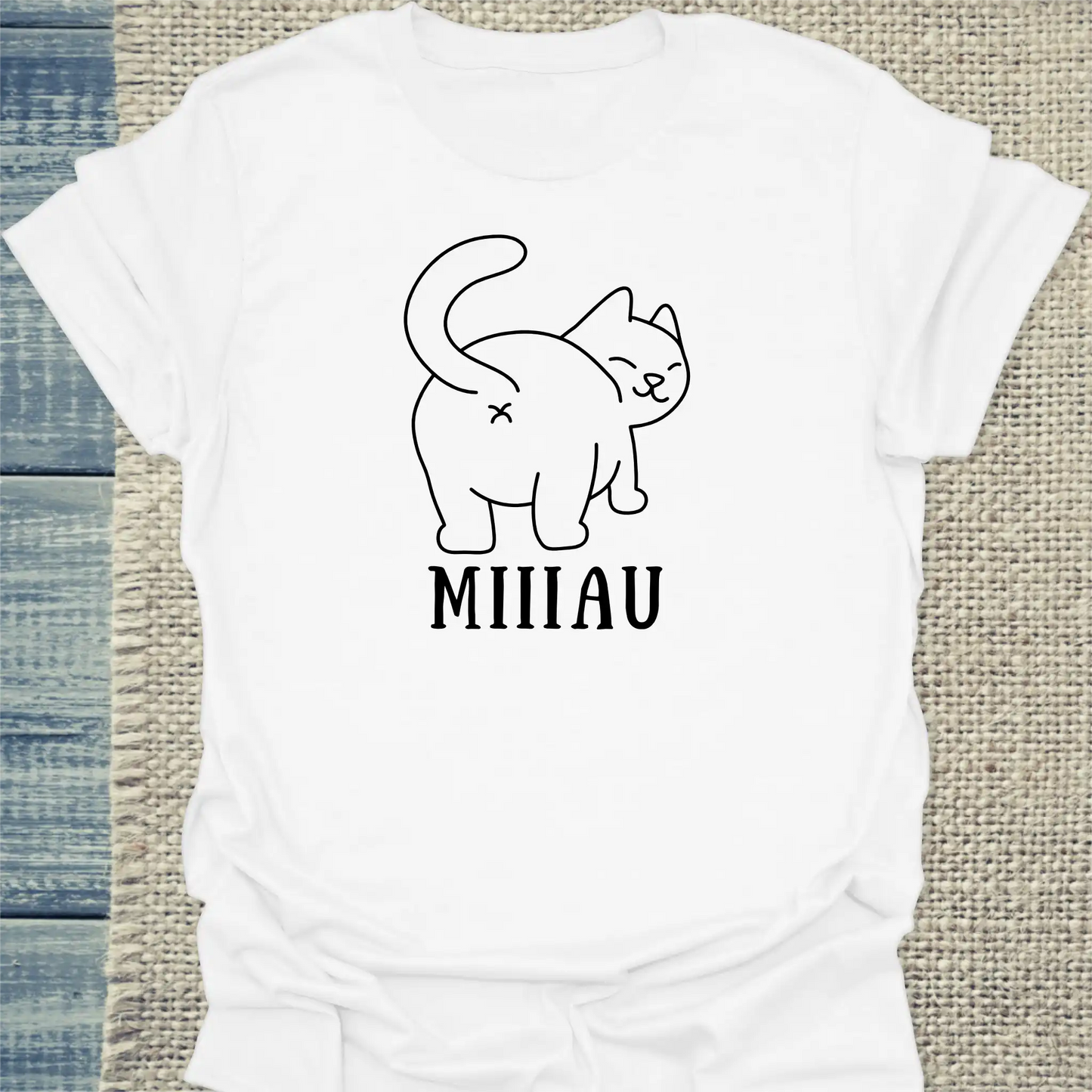 T-Shirt - MIIIAU - Unisex - Katze Weiß