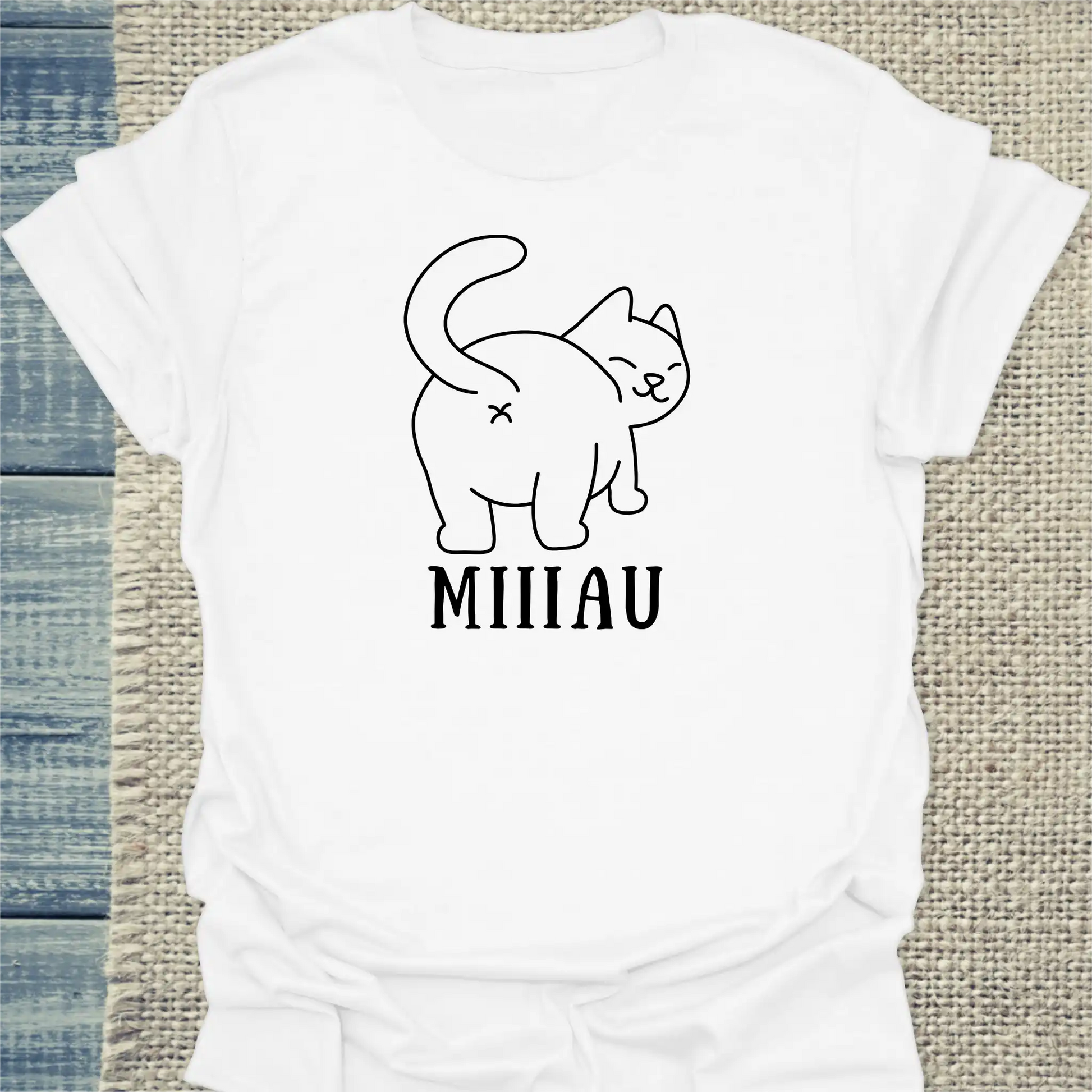 T-Shirt - MIIIAU - Unisex - Katze Weiß