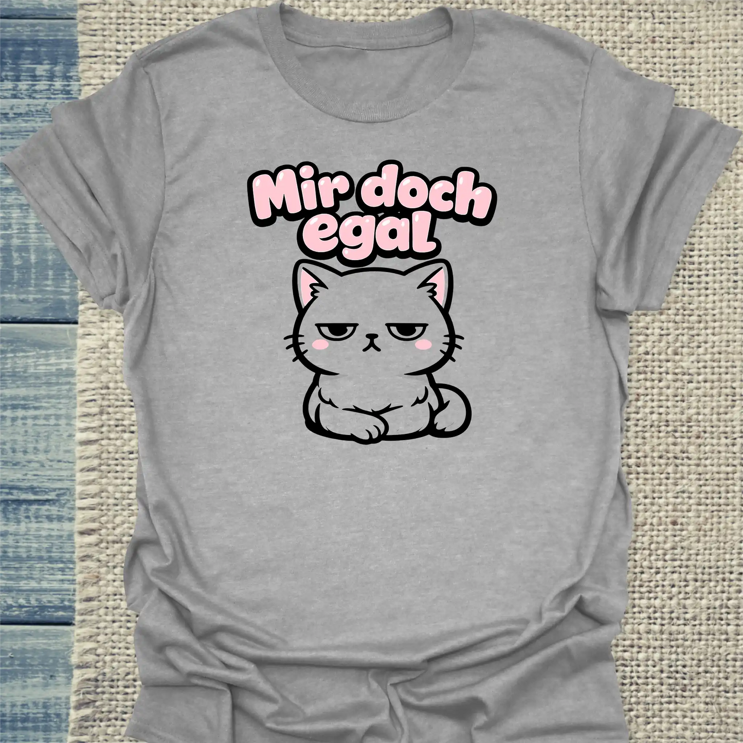 T-Shirt - Mir doch egal - Unisex - Katze Grau