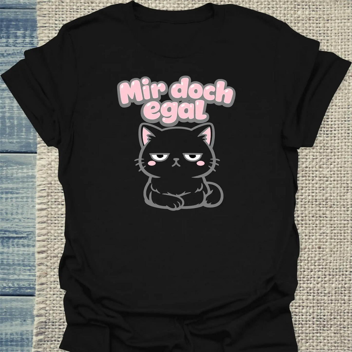 T-Shirt - Mir doch egal - Unisex - Katze Schwarz