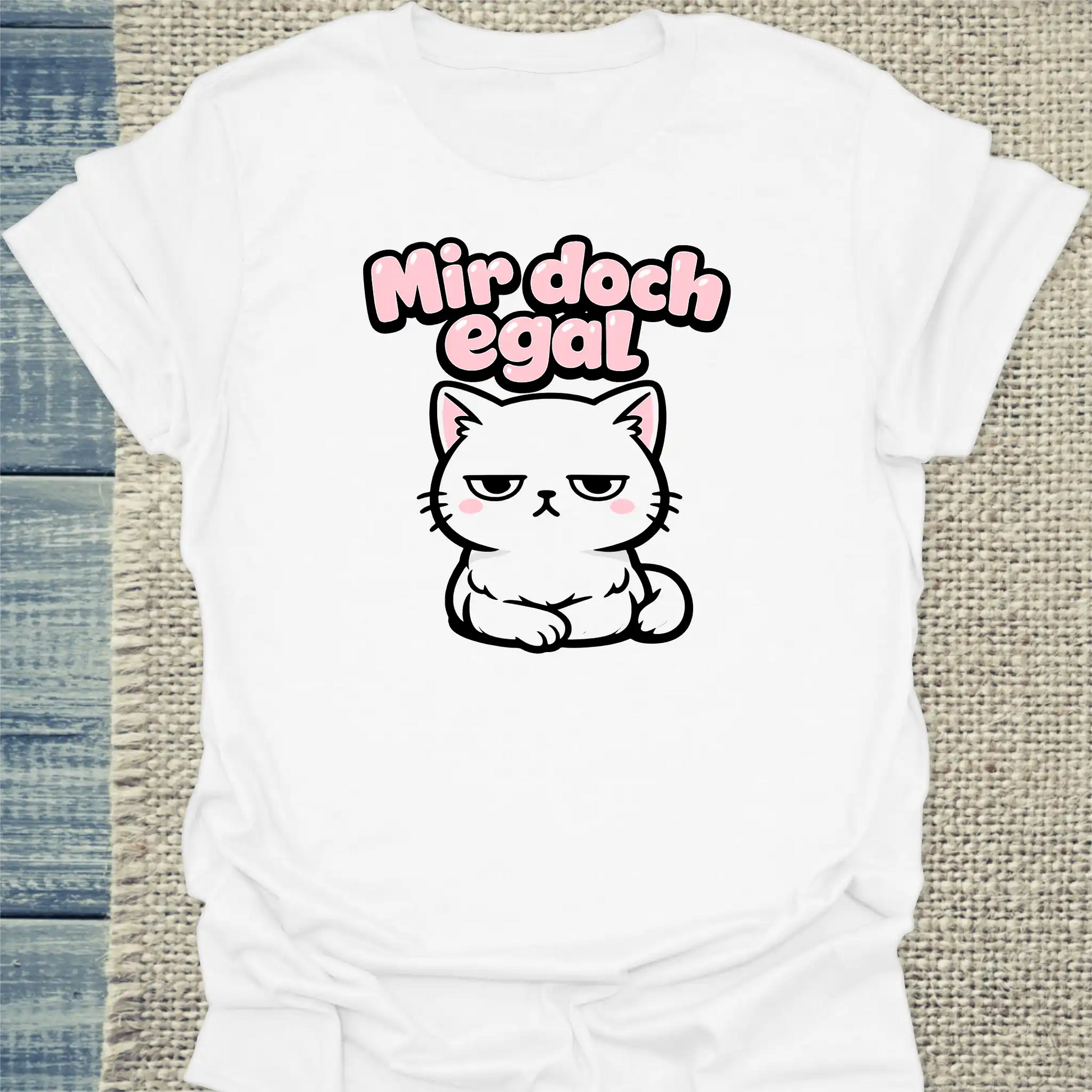 T-Shirt - Mir doch egal - Unisex - Katze Weiß