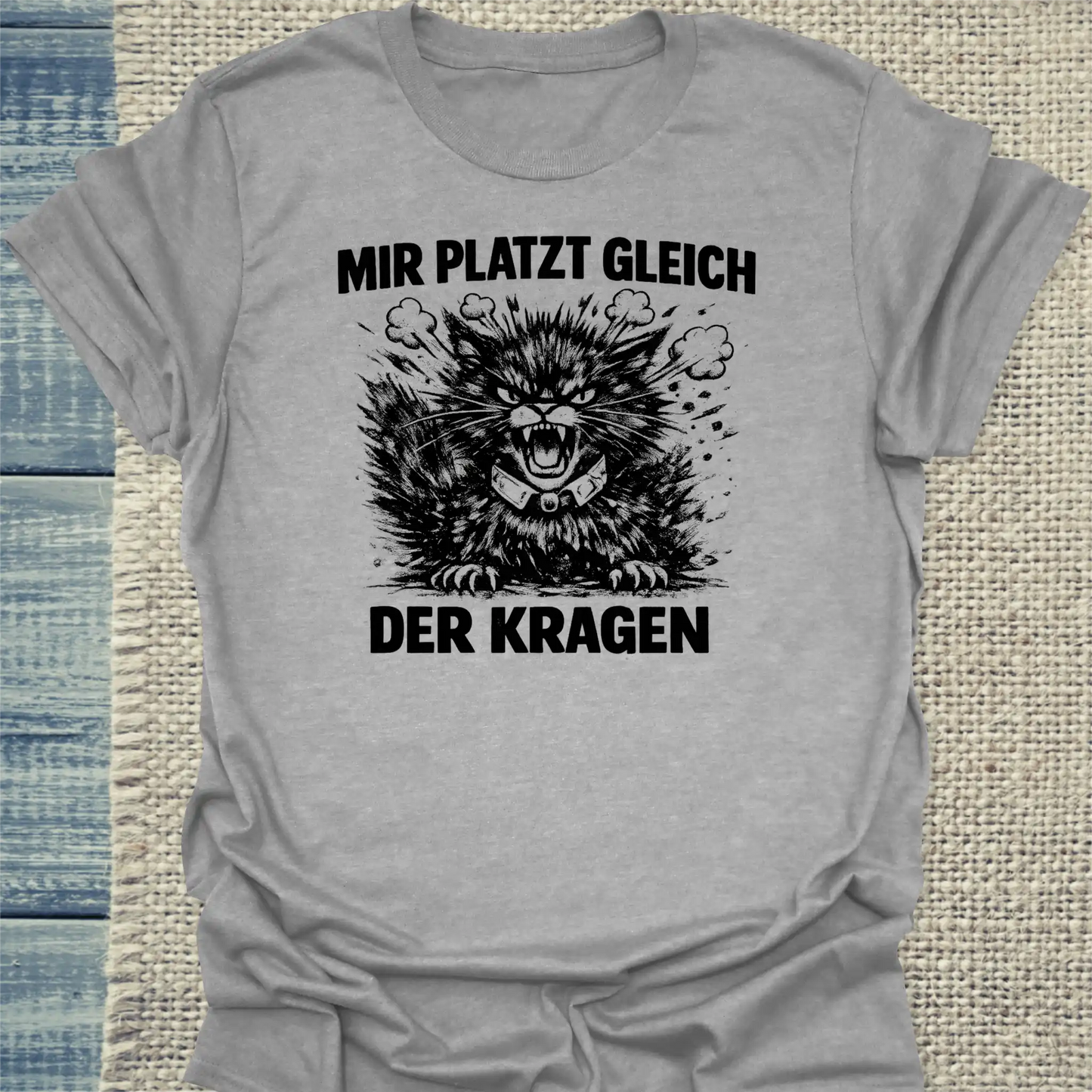 T-Shirt - Mir platzt gleich der Kragen - Unisex - Katze Grau