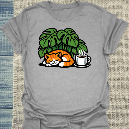 T-Shirt - Monstera - Unisex - Katze Grau