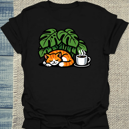 T-Shirt - Monstera - Unisex - Katze Schwarz